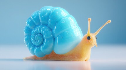 Poster - Snail moving along a surface showcasing its unique spiral and natural beauty in a close-up view