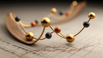 Poster - Pair of gold and black balls set against a neutral background symbolizing dynamic duality and balance