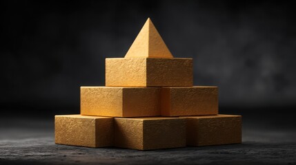 Poster - Majestic pyramid made of gold representing structured economic concepts through the lens of the golden ratio