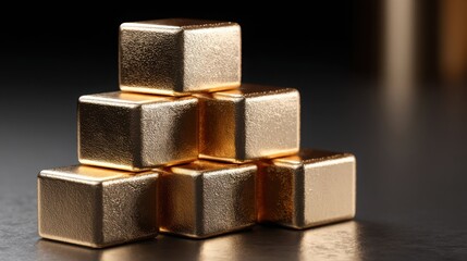 Poster - Impressive stack of gold bars symbolizing wealth and financial security in a predictive dashboard conceptual layout