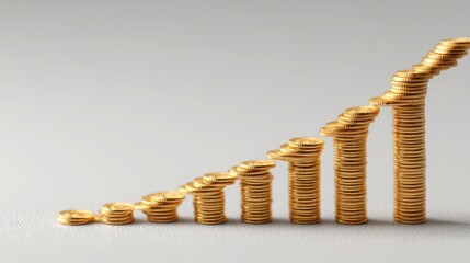 Poster - Unique gold coin graph depicting economic growth over time with a creative visualization of financial trends and data