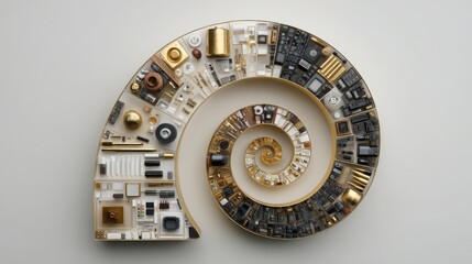 Poster - An abstract spiral shaped object emphasizing creativity and design principles related to the golden ratio concept