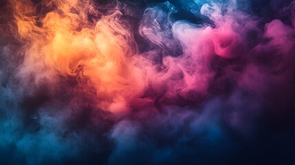 Poster - A captivating abstract image showcases vibrant color gradients blending seamlessly. Soft, ethereal smoke-like textures create a mesmerizing effect. The overall mood is dreamy and atmospheric.