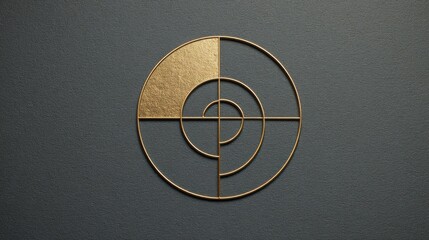 Poster - Golden circle with cross in the middle illustrating golden ratio market clock icon concept with time elements