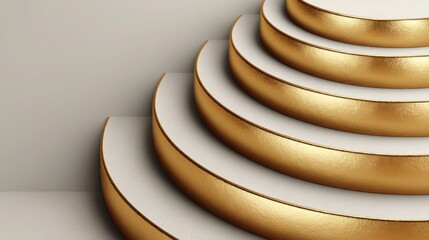 Poster - Stunning gold and white spiral staircase creating an eye-catching architectural feature with luxurious appeal and style
