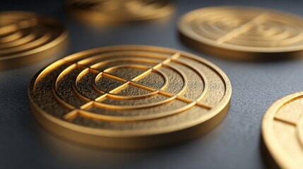 Poster - Shiny golden coin laid out to emphasize wealth and value in the context of golden ratio strategy