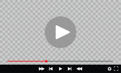 multimedia video player with play button, play video window with navigation icons, video streaming f