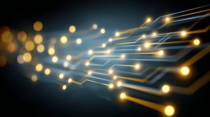 Leinwandbilder - Futuristic digital network with glowing interconnected nodes and circuit pathways on dark background symbolizing technological innovation