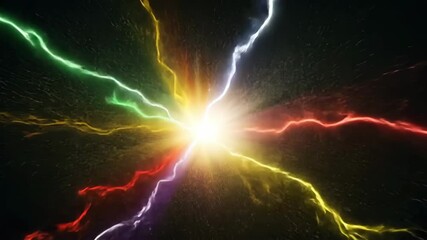 Poster - Colorful Burst of Energy with Striking Lightning and Radiant Movement in Abstract Background