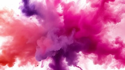 Poster - Vibrant Color Explosion of Pink and Purple Liquid Paint on White Background
