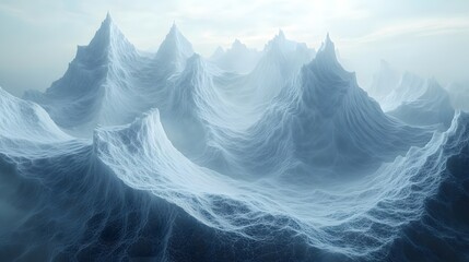 Poster - An abstract landscape presenting a series of undulating formations evoking a sense of serenity and frozen beauty. It is ideal for use in various design and artistic applications.