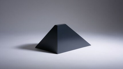 Fototapete - Elegant matte black triangular gift box standing upright with sharp edges, minimalistic design, isolated on white surface with ample copy space, modern and stylish presentation