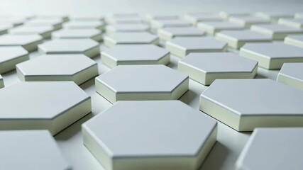 Poster - Abstract arrangement of hexagonal boxes on a light surface creating a modern minimalist appearance