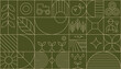 © Viktoriia - Agriculture abstract modern line geometric pattern. Vector eco farming and green energy background with linear plants, sprouts and leaves, water waves, flowers, light bulb and sun, windmill.