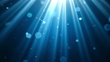 Poster - Ethereal Light Rays Streaming Through Water Creating Mystic Blue Atmosphere Beneath Surface