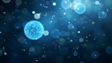 Poster - Soft Blue Bokeh Light Background with Sparkling Particles for Abstract Designs and Art