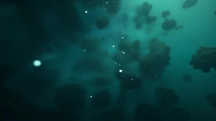 Poster - Abstract Background with Soft Blurry Textures and Floating Particles in Dark Space Environment