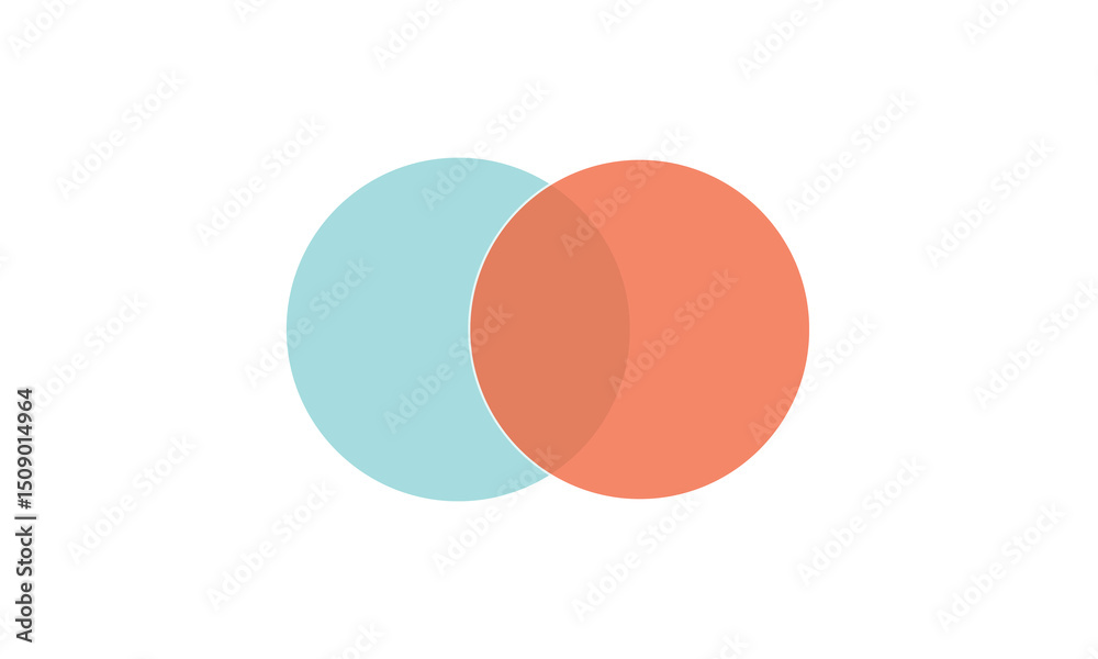 Venn diagram chart vector template two circle color style for ...