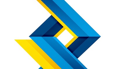 Leinwandbilder - Abstract Shape with Yellow and Blue Geometric Design on White Background