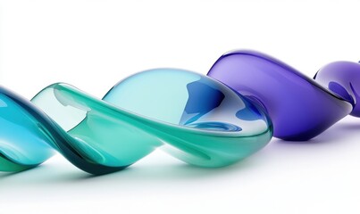 Poster - Abstract swirling blue glass forms on white.  Background use for design