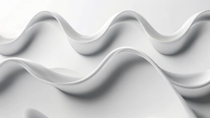 Poster - Abstract Waves of Soft White Curves with Smooth Flowing Texture and Light Reflections