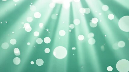 Poster - Glowing Light Rays and Sparkles on Turquoise Background for Magical Atmosphere and Design