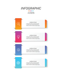 Fototapete - Business infographic template. 4 Step timeline journey. Process diagram, Infographic elements vector illustration.	