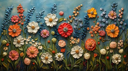 Poster - An abstract themed artistic display showcases textured floral arrangements against a textured backdrop, creating an visually appealing scene, ideal for backgrounds and creative projects.
