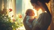 © Rauf - A loving mother holding her newborn baby by a sunlit window, soft warm light highlighting their bond --ar 16:9 --v 6.1 Job ID: ca538c8d-b356-4f6a-85be-58cbd35b6bbb
