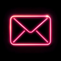 Poster - A vibrant neon envelope icon glowing in pink against a dark background, symbolizing digital communication and messaging in the modern world.