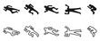 © Zhee-Graphic - dead body outline silhouette set with different position. vector illustration isolated on white background.
