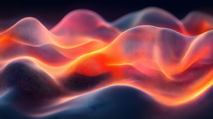 Poster - An abstract theme is shown with flowing organic shapes made of tiny colorful dots with orange and yellow undertones creating an elegant and mesmerizing aesthetic for diverse digital needs.