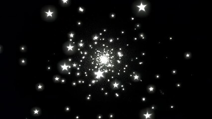 Poster - Swirling Stars in a Dark Universe Background with Glowing Lights and Sparkling Effects