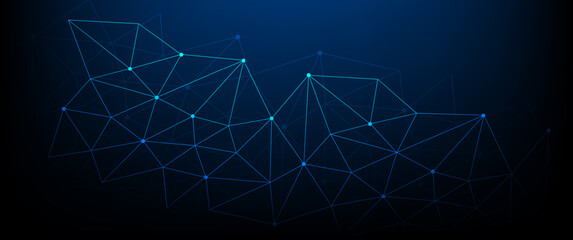 Aufkleber - Abstract futuristic - Molecules technology with polygonal shapes on dark blue background. Illustration Vector design digital technology concept. Global network connection.	
