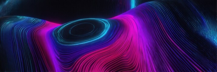 Poster - Abstract Blue and Purple Glowing Waves with Gradient Energy Flow, Cinematic Lighting, Ultra Sharp Octane Render for Banner or Presentation, 32k Resolution