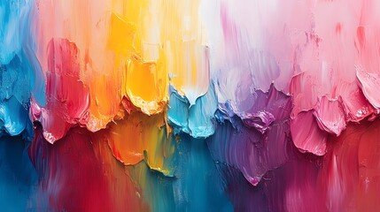 Aufkleber - A vibrant abstract painting featuring textured brushstrokes in a spectrum of colors. The artwork evokes a sense of movement and emotion, perfect for artistic design concepts and modern decor.