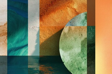 Poster - Colorful abstract landscape with vibrant textures and geometric shapes reflecting nature's beauty and serenity in a modern style