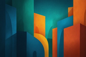 Poster - Colorful geometric shapes create a vibrant abstract landscape full of movement and depth