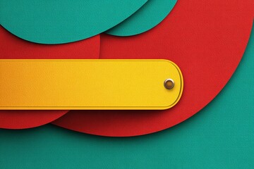 Poster - Colorful abstract design featuring overlapping geometric shapes in vibrant hues and a prominent yellow bar