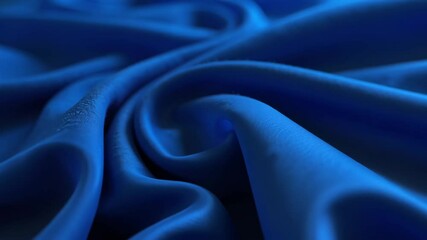 Poster - Smooth and Luxurious Blue Fabric Draped with Soft Curves and Deep Shadows