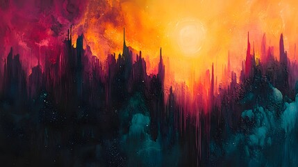 Poster - An abstract theme showcases vivid color palettes, creating a captivating scene and evoking a sense of mystery and wonder. The dynamic contrast offers depth and visual impact.