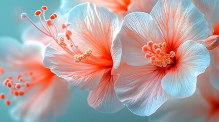 Poster - Macro view reveals delicate floral details creating an abstract theme. Soft light enhances textures and pastel colors to make appealing background or wallpaper design. Ideal for many projects.