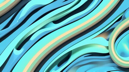 Poster - Abstract 3D background with flowing blue and yellow layered waves, representing digital fluidity and movement