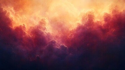 Poster - Abstract theme featuring dreamy clouds with a fiery orange and red glow, suggesting a cosmic sunset or celestial phenomenon, ideal for imaginative backgrounds and concepts. This is eye catching.