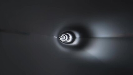 Poster - Abstract white tunnel with smooth metallic surfaces and glowing highlights, creating a futuristic and minimal visual effect