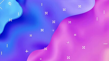 Poster - Abstract Colorful Background with Fluid Shapes and Geometric Elements in Blue and Pink Tones