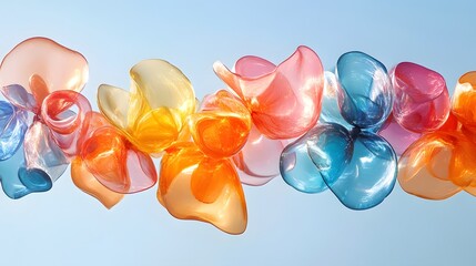 Poster - A vibrant abstract composition featuring multicolored, translucent shapes against a soft background. The composition creates a sense of fluidity and playful movement in an abstract theme.
