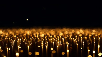 Poster - Sparkling Gold Particles Shimmering in Dark Space Creating a Magical Atmosphere of Light