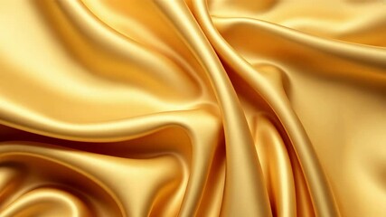 Poster - Luxurious Golden Satin Fabric Draped Elegantly with Soft Curves and Textures in Warm Lighting