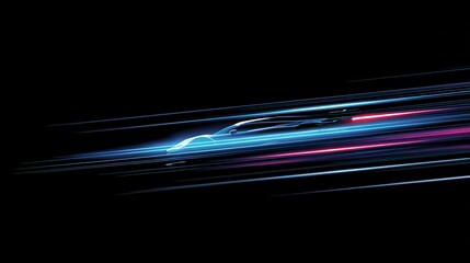 Poster - Fast-moving light and stripes are set against a dark background